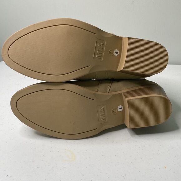 Mia Katrine Perforated Low Stack Heel Vegan Ankle Bootie Strap Buckle Size Zip - Picture 6 of 14